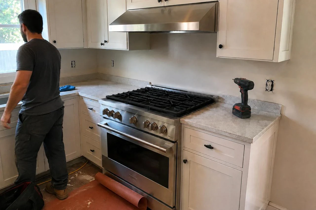 A finished kitchen with working appliances